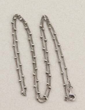 Sterling Silver Beaded Station Chain Necklace 24" inch